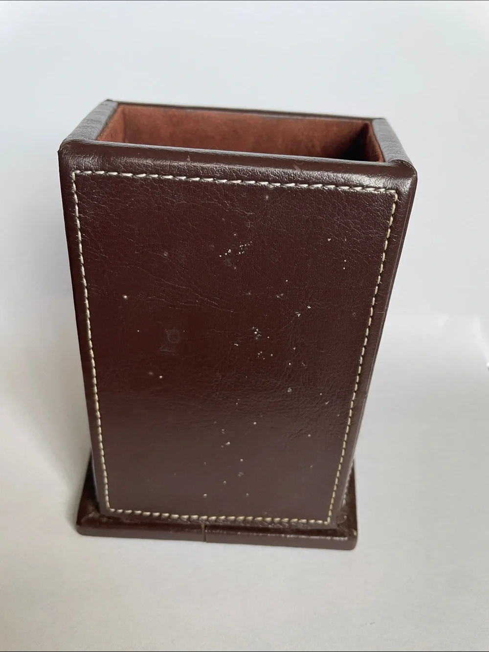 Brown Faux/Vegan PU Leather Pen Holder Organizer - Unbranded